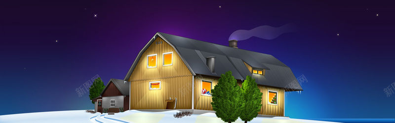 卡通黑夜的房屋背景背景
