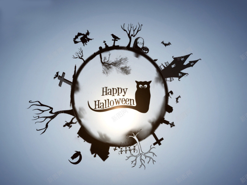 简约万圣节背景图jpg设计背景_88icon https://88icon.com happy 万圣节 猫头鹰 几何 简约 Halloween 淡蓝色 渐变 卡通 童趣 手绘