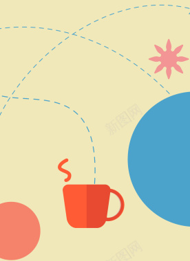 手绘扁平咖啡圆圈多边形线条几何封面背景背景