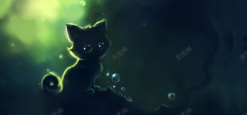 可爱绿色猫咪jpg设计背景_88icon https://88icon.com 海报banner 卡通 可爱 童趣 绿色 手绘