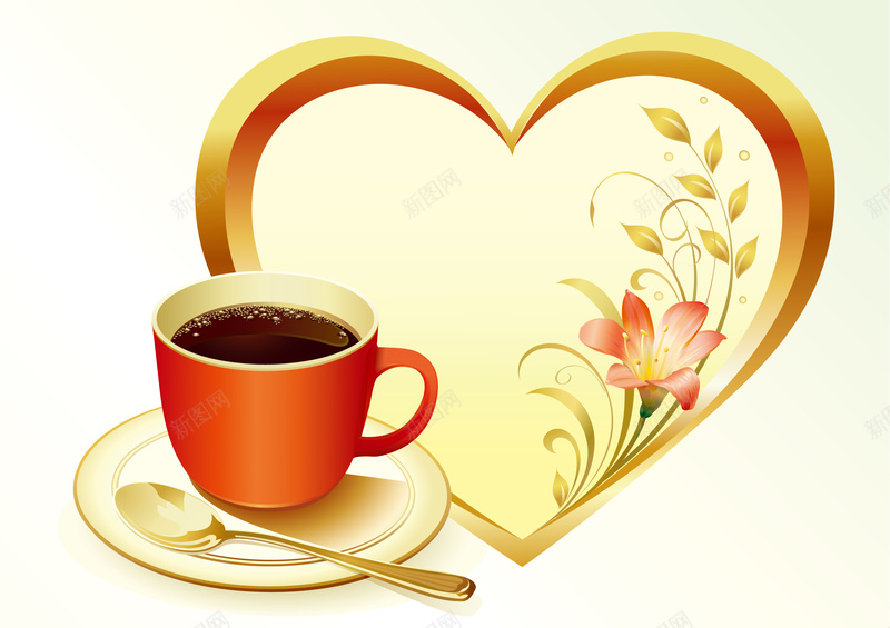 创意欧式咖啡背景矢量素材eps设计背景_88icon https://88icon.com 矢量素材 创意 咖啡 欧式 背景 心形 花边 花卉 杯子