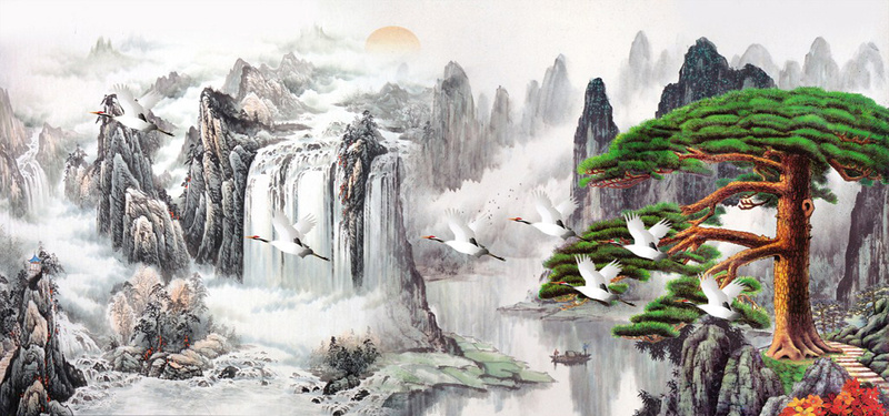 山水风景国画背景图片免费下载-素材mszttcdkt-88ICON