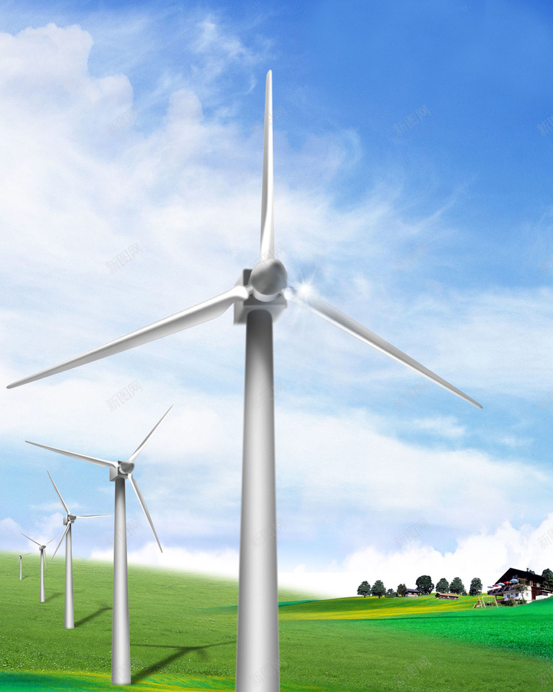 风车绿色环保能源海jpg设计背景_88icon https://88icon.com 能源海报 环保 绿色 风能 风车 环保能源 风力发电 草地 蓝天