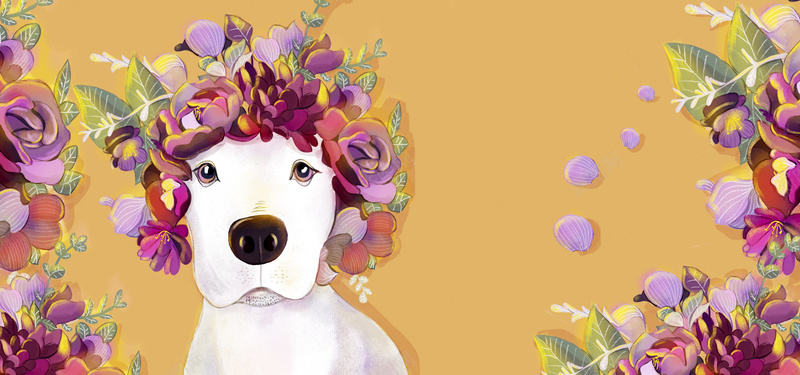 萌宠来袭可爱手绘bannerpsd设计背景_88icon https://88icon.com 萌宠来袭 可爱 宠物 手绘 狗 花卉 卡通 狗粮促销