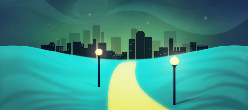 漫画城市夜景背景