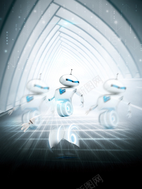 创意机器人科技展宣传海报背景背景