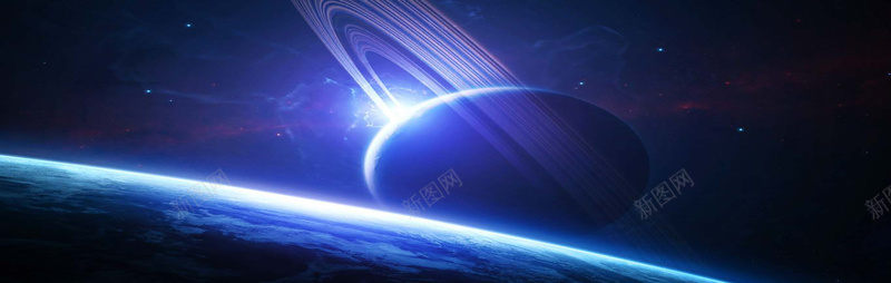 科幻黑蓝星空星球背景背景