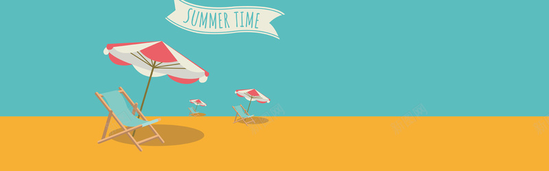 夏日清新度假时光jpg设计背景_88icon https://88icon.com 太阳伞 休闲 夏日 椅子 沙滩 海报banner 卡通 童趣 手绘