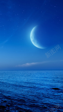 深蓝色月空背景背景