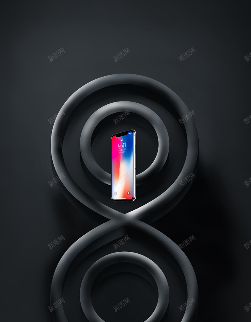 炫酷黑色iPhone8H5psd设计背景_88icon https://88icon.com 疯狂来袭 苹果专卖 震撼来袭 苹果8 预售 iPhone上市 大气高端上档次 宣传单 炫酷 科技 金