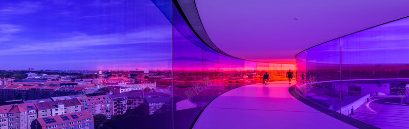 梦幻天空玻璃走廊城市建筑背景