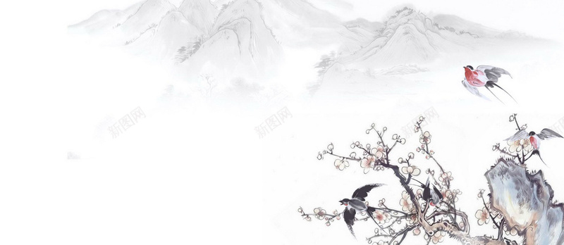 中国风背景图jpg设计背景_88icon https://88icon.com 中国风 山水 水墨 鸟雀 女装 海报banner