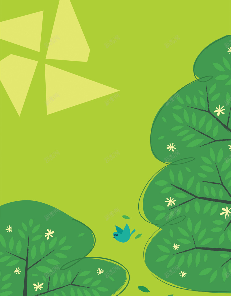 森林插画海报背景psd设计背景_88icon https://88icon.com 树 鸭子 绿色 环保 插画 海报素材背景 卡通 童趣 手绘