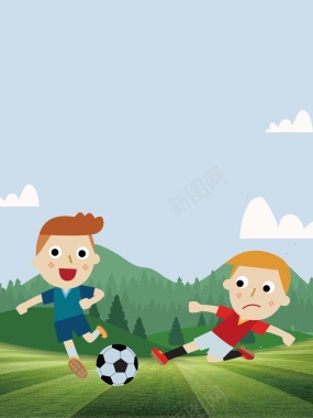 可爱卡通风格足球社团招新海报背景