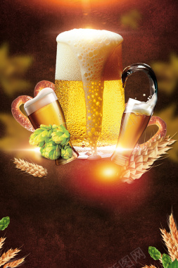 啤酒狂欢节喝啤酒大赛海报背景