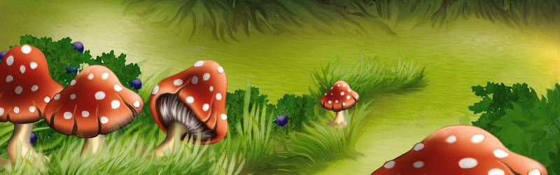 美丽蘑菇卡通插画背景背景