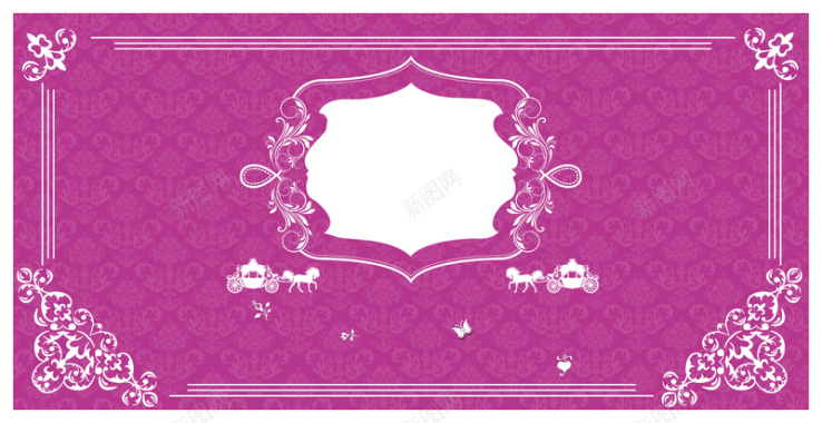 紫色婚礼迎宾区展板背景素材背景
