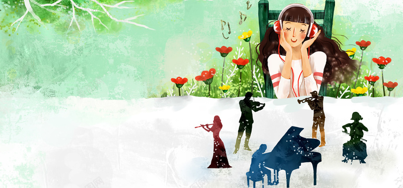 青春背景psd设计背景_88icon https://88icon.com 插画 钢琴 音乐会 活力 海报banner 卡通 童趣 手绘