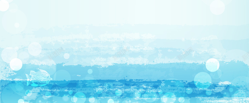 夏季大海水彩画背景背景