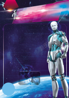 钢铁机器人科技展板背景背景