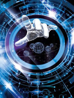 生物识别触碰未来智能科技创新宣传海报背景高清图片