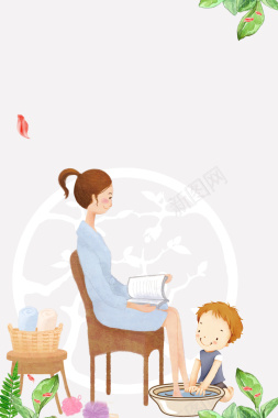 手绘清新母亲节人物背景背景