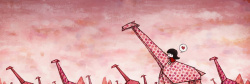 矢量折纸长颈鹿手绘卡通长颈鹿渐变粉色背景banner高清图片