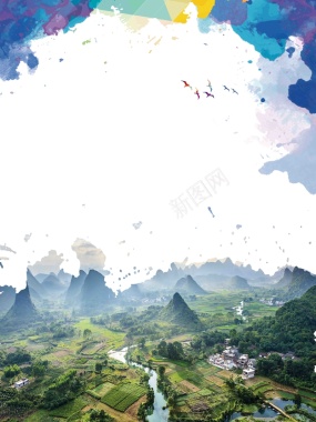 桂林山水旅游风景海报背景模板背景