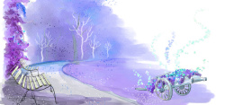 紫色推车公园手绘插画背景高清图片