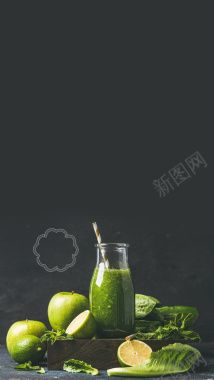 绿色青柠鲜榨果汁PSD分层H5背景素材背景