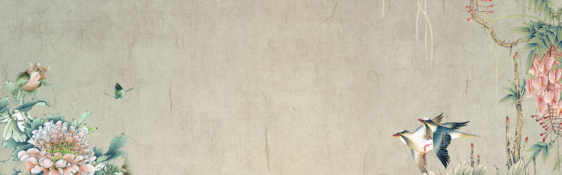 古风古韵花鸟bannerjpg设计背景_88icon https://88icon.com 花卉 鸟 纹理 古风 古韵 海报banner 中国风