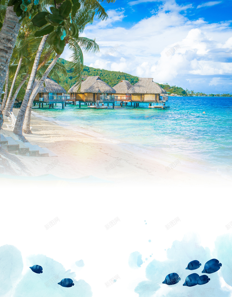 夏季旅游海报设计背景素材psd设计背景_88icon https://88icon.com 夏季 旅游 椰树 海岛 海报 鱼 沙滩 设计 背景 素材