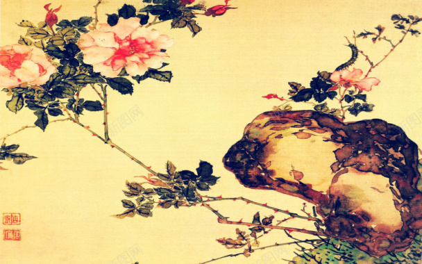 中国风花卉国画背景背景