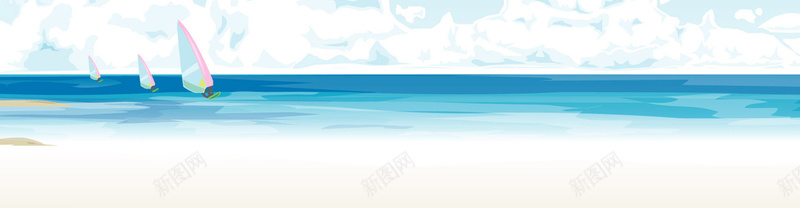手绘海边帆船海报banner背景psd设计背景_88icon https://88icon.com 海报banner 卡通 帆船 手绘 海边 童趣