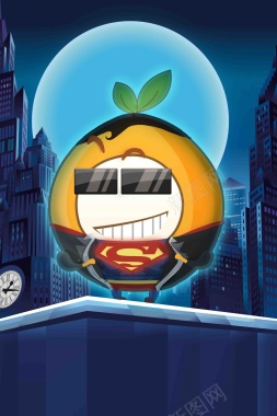 柚子超人海报背景模板背景