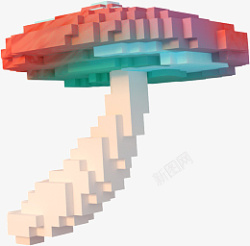 像素渐变蘑菇3D蒸汽波素材