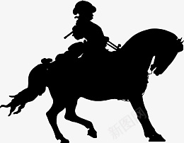 新年装饰插画黑色手绘骑马的人物png图标