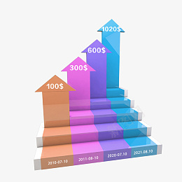 PS图免抠台阶型图统计图图标