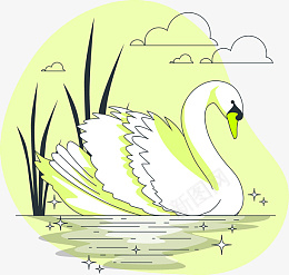 天鹅扁平化动物素材png免抠素材_88icon https://88icon.com 动物 手绘 卡通 扁平化 天鹅 云朵 水草 水底 白云 设计素材
