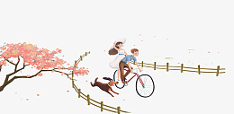 卡通春天骑车单车插画png免抠素材_88icon https://88icon.com 卡通 春天 骑车 单车 插画 自行车