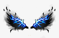 蓝黑炫酷翅膀装饰元素素材