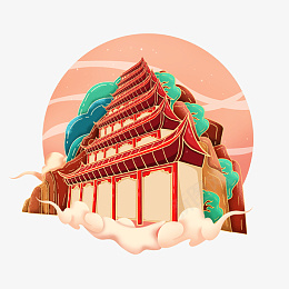 工笔风敦煌莫高窟png免抠素材_88icon https://88icon.com 工笔风 敦煌 莫高窟 旅游