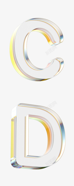 立体水晶透明金边字母cd素材