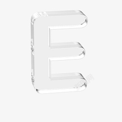 立体水晶透明字母e素材