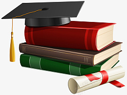 书籍封面毕业帽书籍及文凭图标