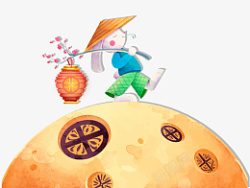 中秋节月亮兔子卡通素材