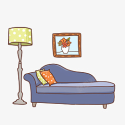 温馨装饰画卡通沙发椅和挂画PNG免抠素材高清图片