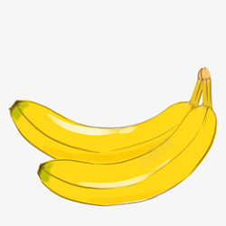 手绘两只黄色的水果香蕉素材