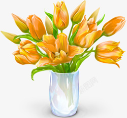 花瓶黄色郁金香素材