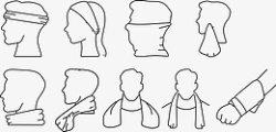 人物带头巾轮廓黑色素描矢量图素材